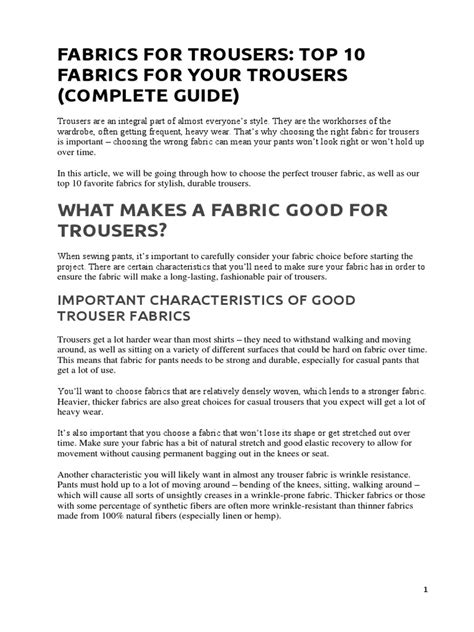 Fabrics for Trousers: Top 10 fabrics for your trousers .